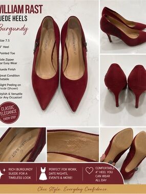 William Rast Burgundy Suede Pointed Toe Pumps
